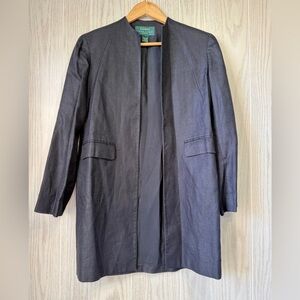 LAUREN RALPH LAUREN Petite Open Front 100% Linen Jacket Blue